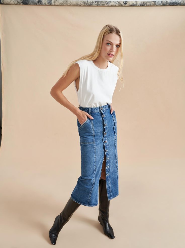 The Brooklyn Skirt – La Ligne Jessica Hart, Chelsea Girls, Lady M, Utility Pockets, Christina Ricci, Turtle Neck Dress, Laura Lee, Button Placket, Skirt Pants