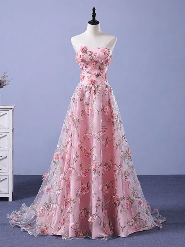 Silhouette:?A Line Waist: Natural Sleeve Length: Sleeveless Fabric: Tulle Shown Color:?Pink Built-In Bra: Yes Modern Prom Dresses, Royal Ball Gowns, Long Party Gowns, Prom Dresses Long Lace, Long Formal Gowns, Junior Prom Dresses, Lace Prom Dress, Long Prom Dresses, Pink Prom Dresses