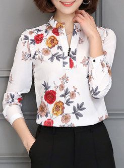 Brief Print V-neck Long Sleeve Blouse Multicolor Blouse, Floral Fashion, Beautiful Blouses, Street Style Outfit, Ladies Tops Fashion, Elegant Outfit, Work Fashion, Womens Fashion Trends, Blouse Top