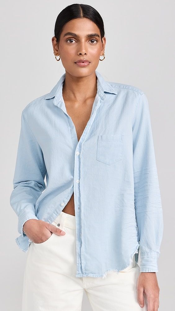 Frank & Eileen Relaxed Button Up Shirt | Shopbop Classic Washed Blue Tops With Button Cuffs, Spring Washed Blue Tops With Button Cuffs, Classic Washed Blue Top With Button Cuffs, Spring Linen Tops, Long Sleeve Washed Blue Shirt With Button Cuffs, Washed Blue Long Sleeve Shirt With Button Cuffs, Cotton Shirt With Button Cuffs In Washed Blue, Washed Blue Cotton Shirt With Button Cuffs, Washed Blue Cotton Top With Button Cuffs