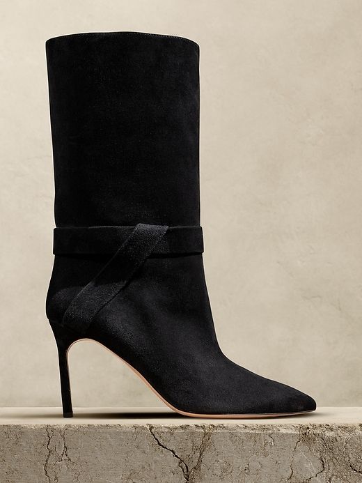 Torri Suede Boot | Banana Republic Fall Suede Mid-calf Boots Medium Width, Suede Mid-calf Heeled Boots For Fall, Chic Mid-calf Boots For Fall, Suede Mid-calf Boots For Fall, Chic Mid-calf Heeled Boots For Fall, Fall Mid-calf Boots For Workwear, Fall Workwear Mid-calf Boots, Fall Suede Pointed Toe Boots, Fall Suede Boots With Pointed Toe