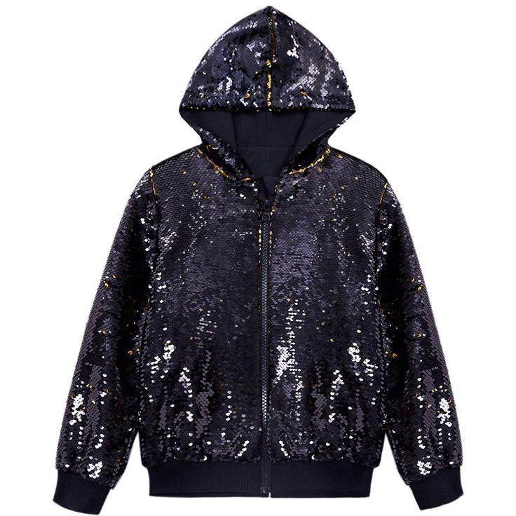 The shiny sequins design of the zipper jackets with hood is classic and eye-catching. You can match the long sleeves sparkle jackets with shiny joggers, plain tee shirts and sunglasses for parties, disco or night out. The shiny jackets are also a good gift for your father, friends, and husband. Hooded Outerwear For Fall Costume Party, Hooded Fall Party Outerwear, Plain Tee Shirts, Sequin Hoodie, Floral Print Blazer, Shiny Jacket, Metallic Jacket, Jackets Black, Halloween Long Sleeve