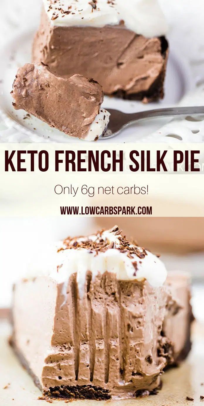 a piece of keto french silk pie on a plate