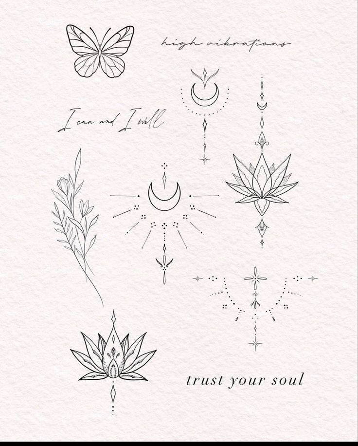 an image of tattoos on paper with the words trust your soul