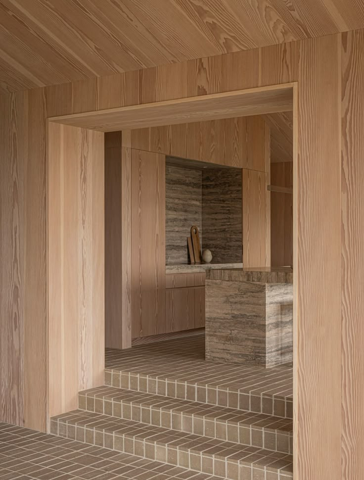 Leibal — Heatherhill Beach House Japanese Bathrooms, Beach House Pictures, Built In Bath, Wooden Panelling, Cedar Cladding, Kitchen Finishes, John Pawson, Norm Architects, Brick Flooring