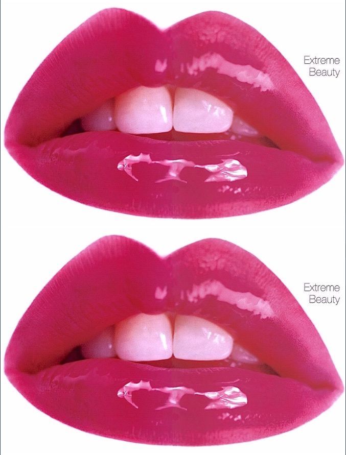 two images of the same lip color, one with white teeth and one with pink lips