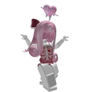 there is a pink and white robot with long hair