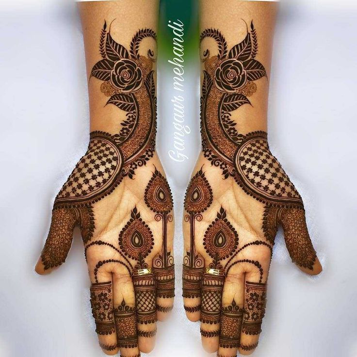 two hands with henna designs on them