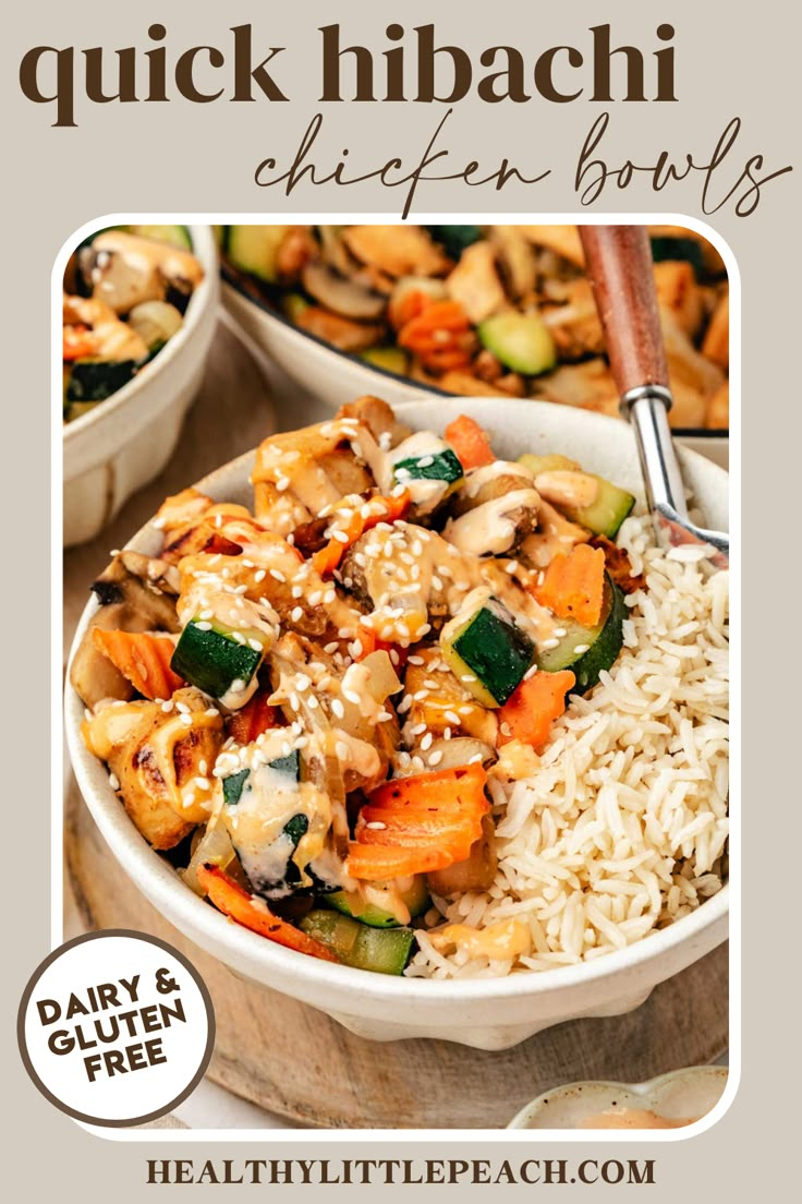 Hibachi at home (chicken and veggie bowls pinterest pin)