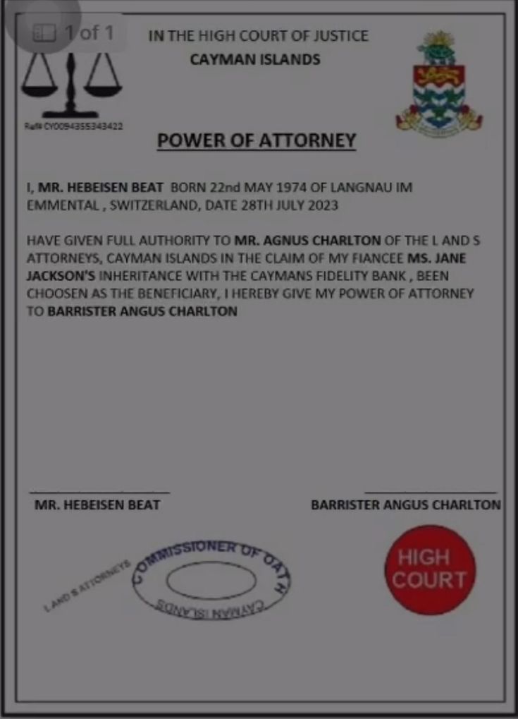 an official document for the high court of justice in catman island, queensland on march 27, 2013