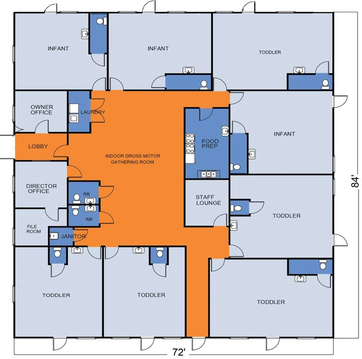 the floor plan for an office building with multiple floors and two separate rooms, including one room