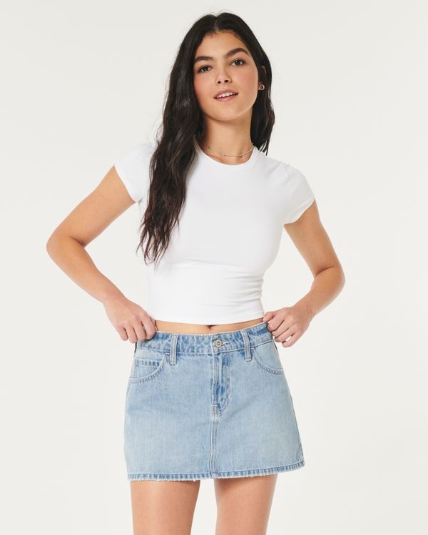 Women's New Arrivals | Hollister Co. High Rise Denim Skirt, Hollister Skirt, Pleated Denim Skirt, Jean Skirts, Comfortable Leggings, Women's Bottoms, Plaid Mini Skirt, Hollister Jeans, High Rise Denim