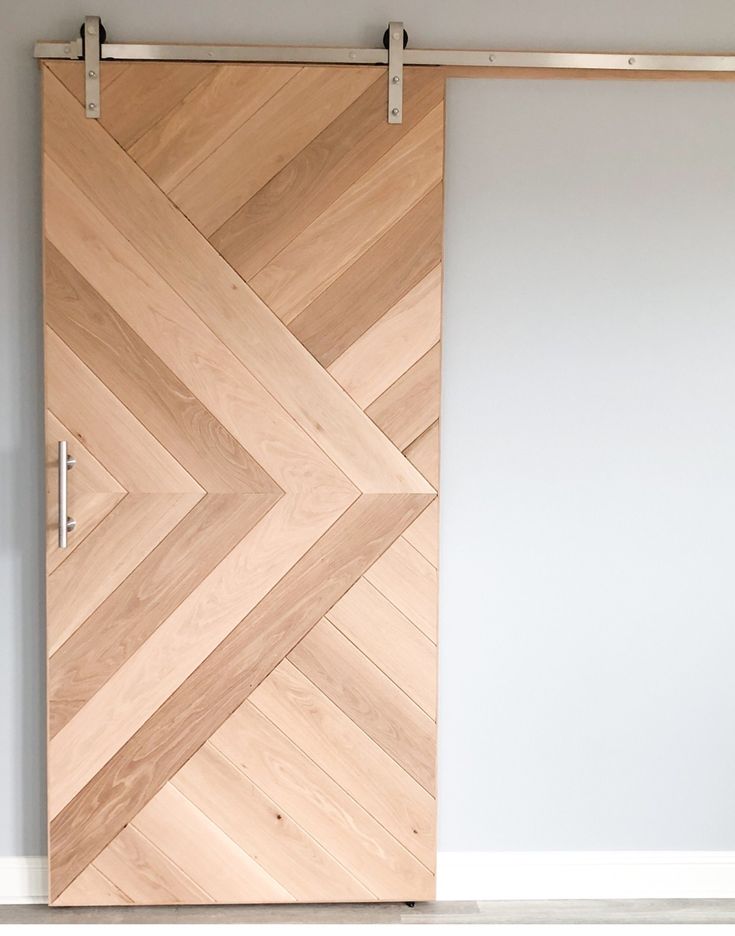 an open wooden door in a room with white walls and wood flooring on the wall