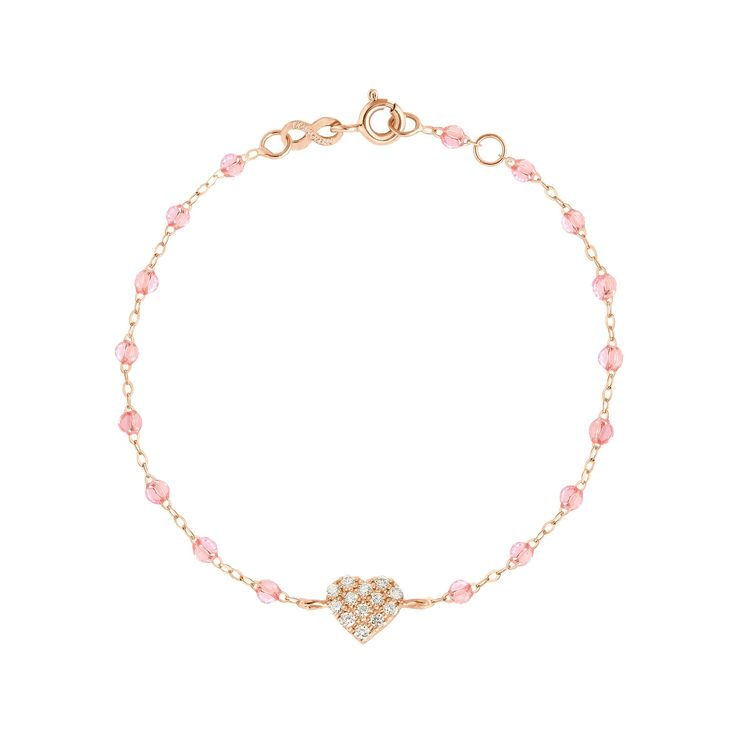 Gigi Clozeau - In Love Diamond Bracelet, Rosée, Rose Gold, 6.7 Elegant Pink Heart-shaped Beaded Bracelets, Elegant Pink Heart Beaded Bracelets, Elegant Rose Gold Heart Beaded Bracelets, Rose Gold Heart Beaded Bracelet, Luxury Rose Gold Heart Bracelet, Rose Gold Heart Bracelet In Fine Jewelry Style, Rose Gold Heart Bracelet Fine Jewelry, Rose Gold Diamond Heart Bracelet Fine Jewelry, Rose Gold Diamond Heart Bracelet In Fine Jewelry Style