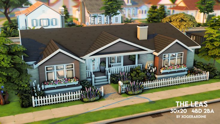 Hankinson (NO CC) | Patreon Sims 4 Craftsman House, Sims 4 One Story House, Simple Family House, Sim4 Furniture, Sims 4 Family House, Lotes The Sims 4, The Sims 4 Lots, Sims Inspiration, Uk House