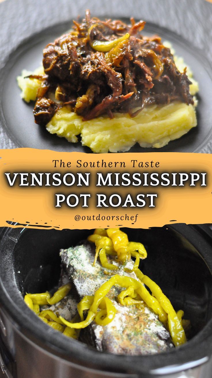 venison Mississippi pot roast Southern Pot Roast, Venison Roast Crockpot, Venison Pot Roast, Roast Venison Recipes, Venison Recipes Crockpot, Mississippi Roast Recipe, Venison Roast, Deer Recipes, Deer Meat Recipes