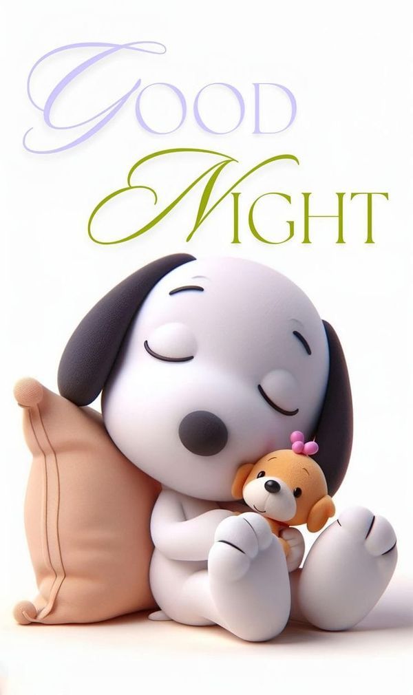 a cartoon dog holding a stuffed animal on top of it's back with the caption good night