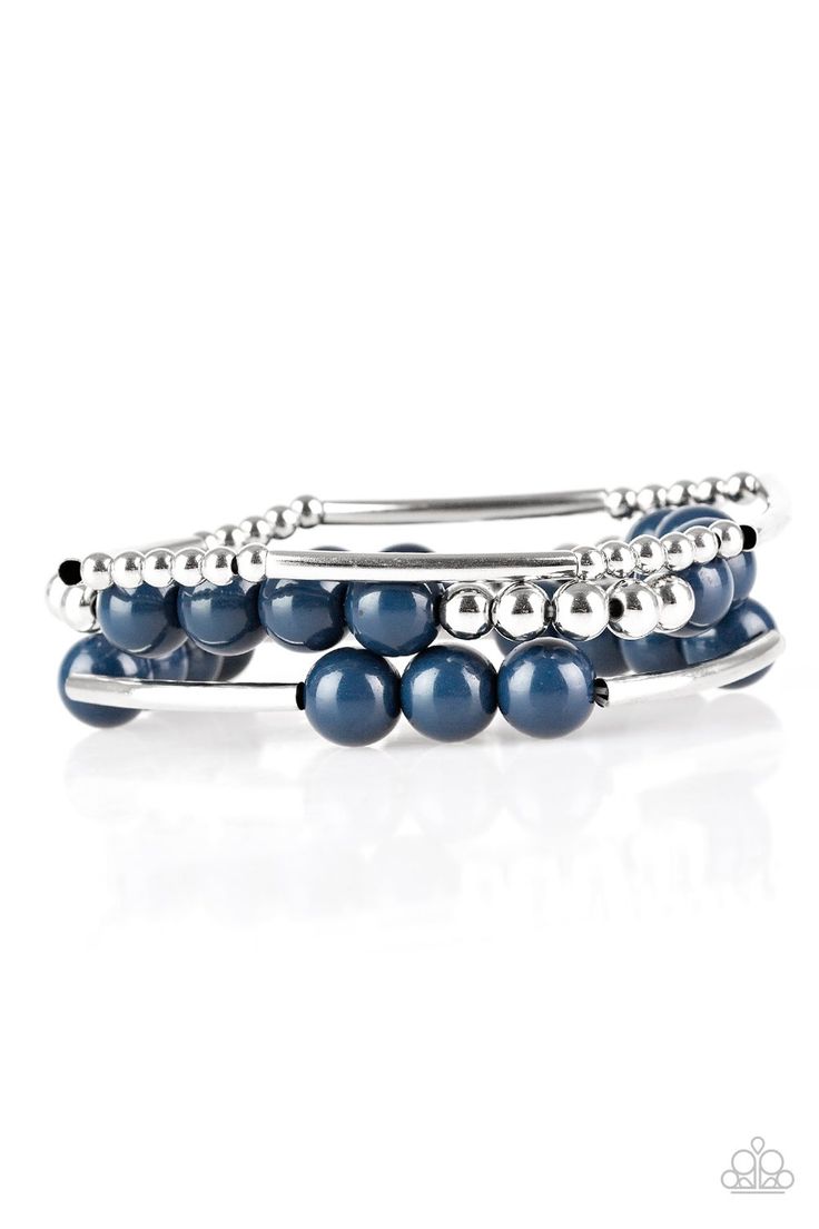 Polished blue beads and mismatched silver beads are threaded along stretchy bands, creating colorful layers across the wrist. Sold as one set of three bracelets. P9WH-BLXX-170XX Paparazzi Bracelets, Paparazzi Accessories Jewelry, Bracelet Set Silver, Paparazzi Accessories, Inspired Jewelry, Paparazzi Jewelry, Blue Bracelet, New Adventures, One Set