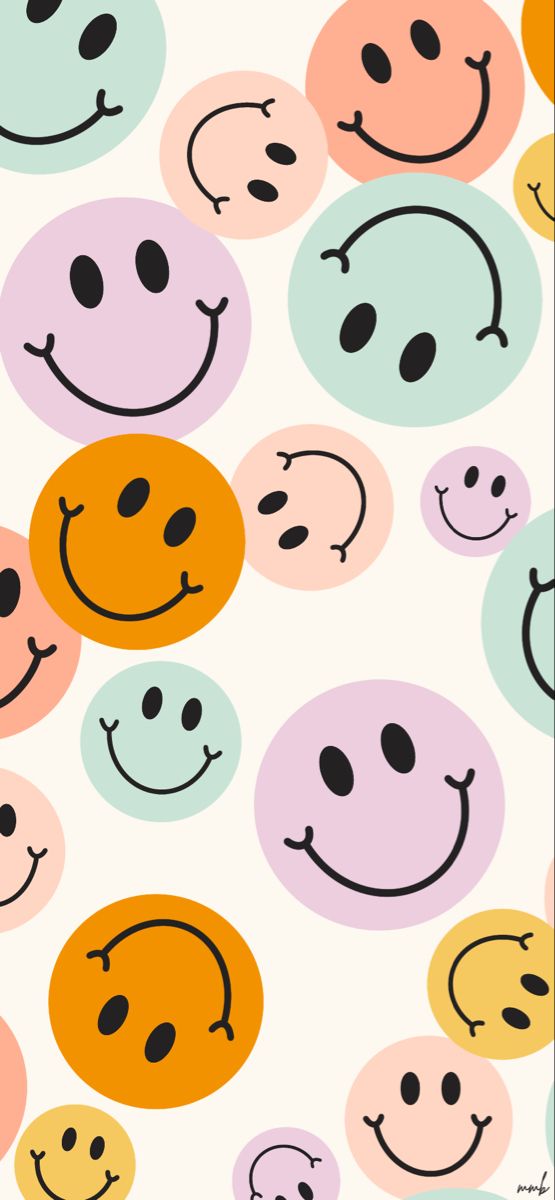 an image of many different colored smiley faces on a white background with blue, pink, yellow and green circles