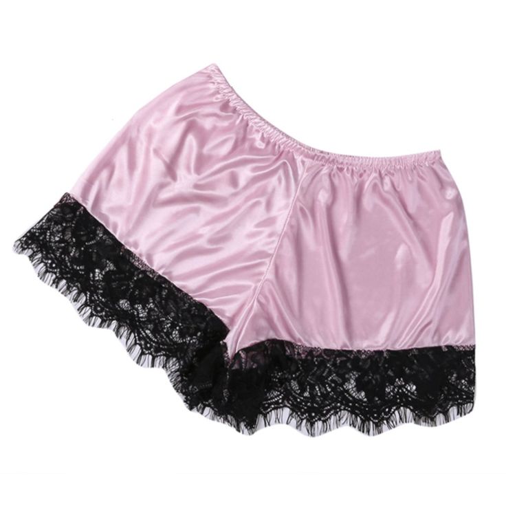 Brand New Pastel Pink Silky Shorts With Black Lace Trim. Never Worn, Taken Out Of Package For Pics Only. No Size Tag, Best Fits A Size Xs-S. Low Waist: 22"-40" Length: 9" Skub13152 Pink Short Length Bottoms For Bedtime, Pink Bedtime Bottoms In Short Length, Pink Stretch Bottoms For Bedtime, Pink Pajama Shorts For Bedtime, Pink Short Length Bedtime Bottoms, Pink Stretch Pajama Shorts For Bedtime, Pink Short Bottoms For Sleep, Short Pink Bedtime Bottoms, Flirty Pink Sleepwear With Lace Trim