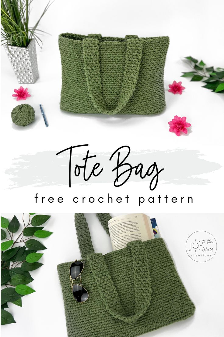 a crochet bag with the text tote bag free crochet pattern