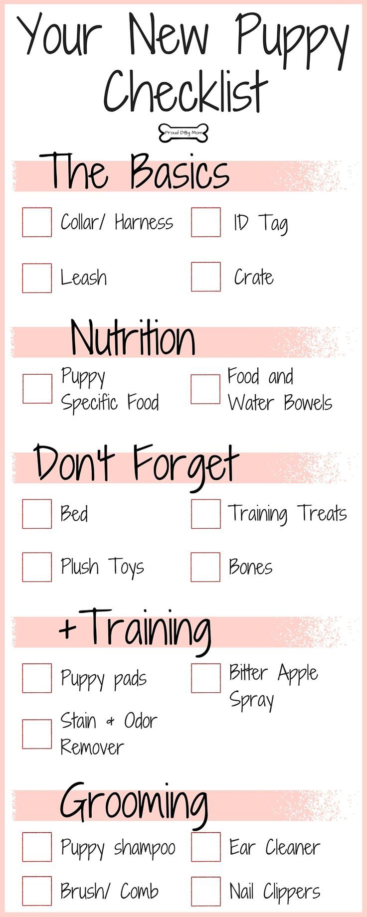 the puppy checklist is shown in orange and white