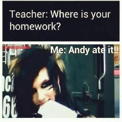 an image of a woman with long hair and text that reads, teacher where is your homework? me andy at it