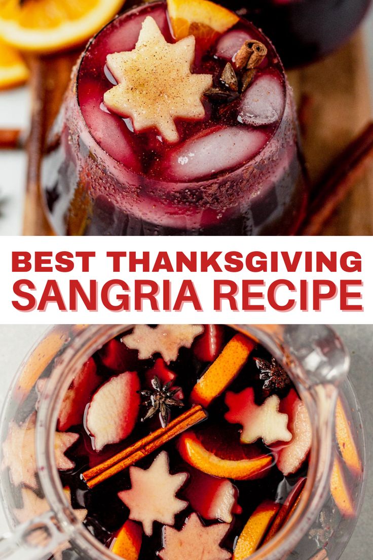 the best thanksgiving sangria recipe with orange slices and cranberries