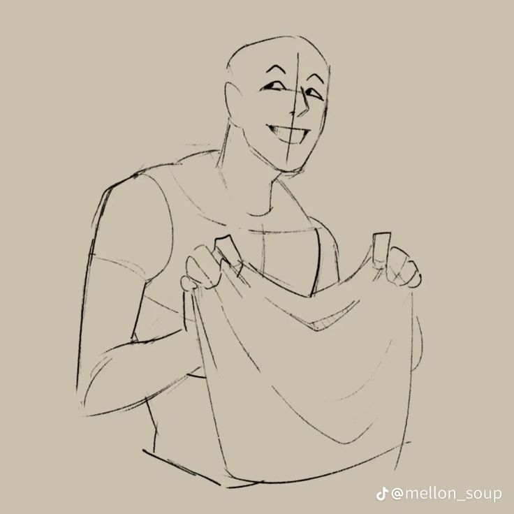 a drawing of a woman holding a piece of cloth in one hand and smiling at the camera