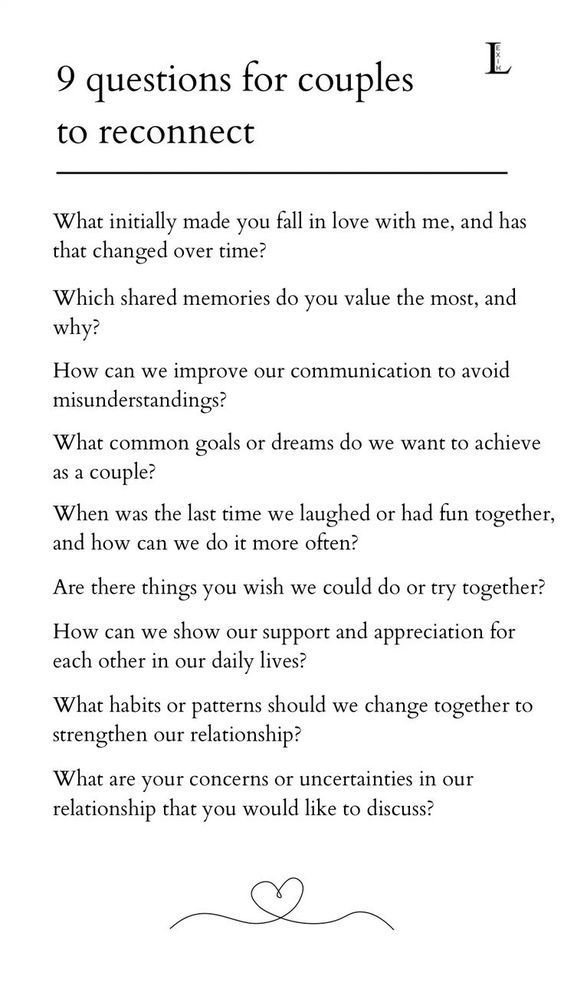 9 questions for couples to reconnect Questions For A Healthy Relationship, Anniversary Reflection Questions, Marriage Reflection Questions, Couple Reconnection Questions, Couple Reflection Questions, Questions For Relationship Growth, Healing Questions For Couples, Cute Relationship Questions, Questions For Connection