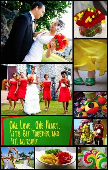 a collage of photos with people dressed in red and yellow