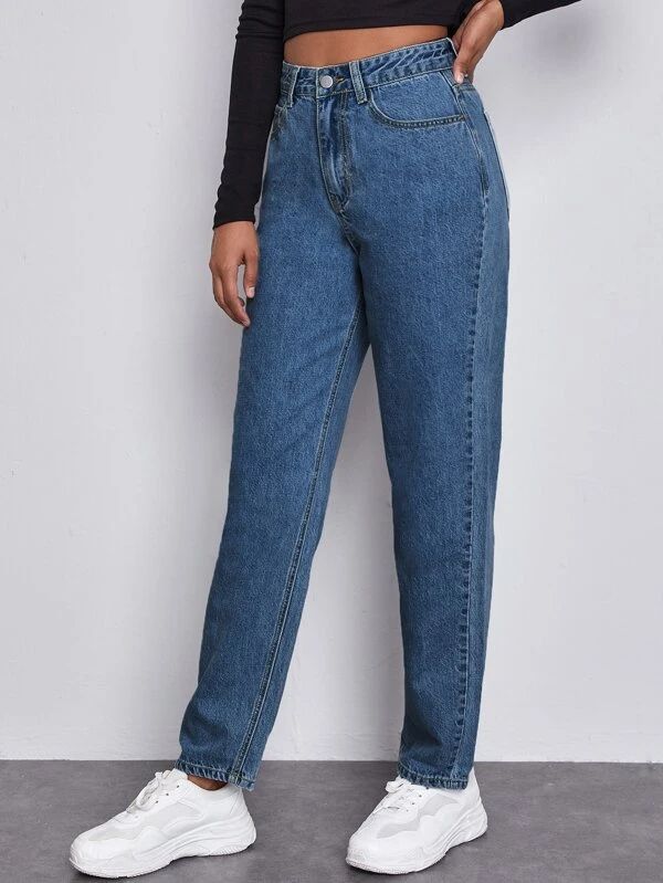 Mommy Jeans, Mom Pants, Blue Mom Jeans, Jeans Outfit Women, Outfit Jeans, High Waisted Mom Jeans, Jeans Mom, Stylish Dresses For Girls, Crop Top Outfits