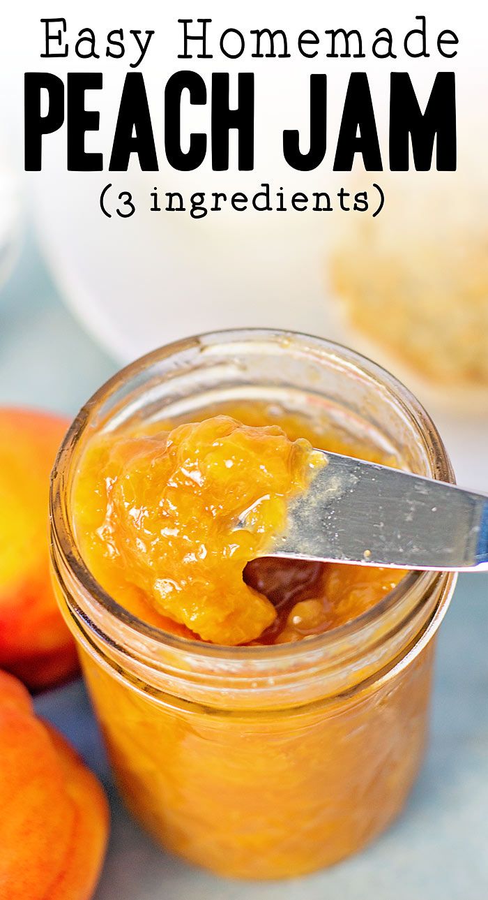 an easy homemade peach jam recipe in a jar