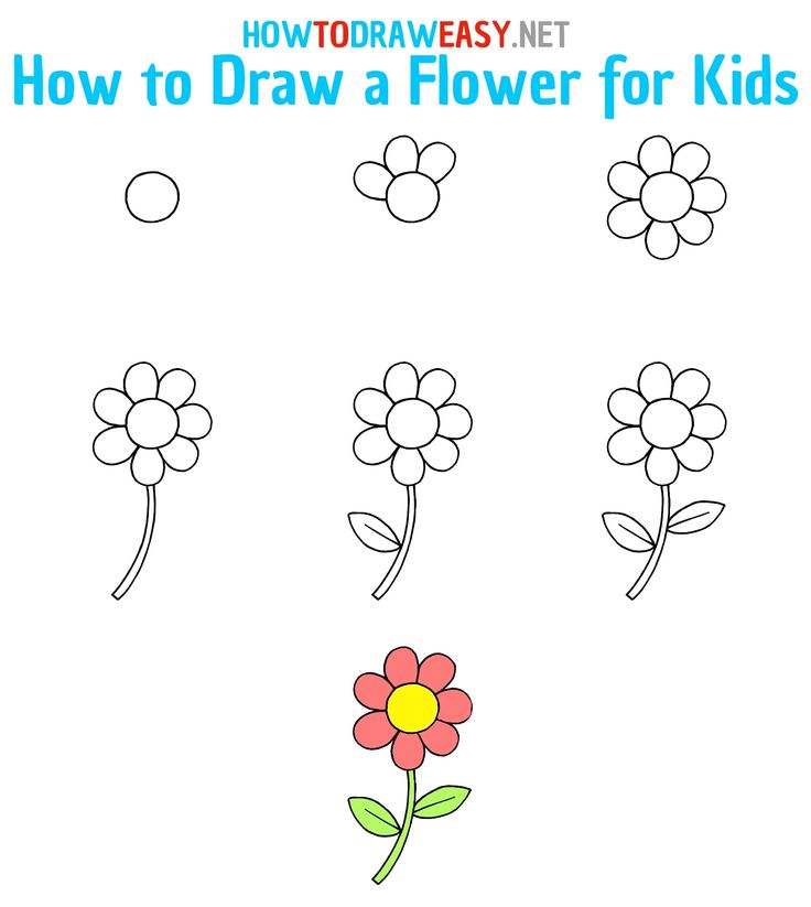 how to draw a flower for kids with easy step by step drawing instructions and pictures