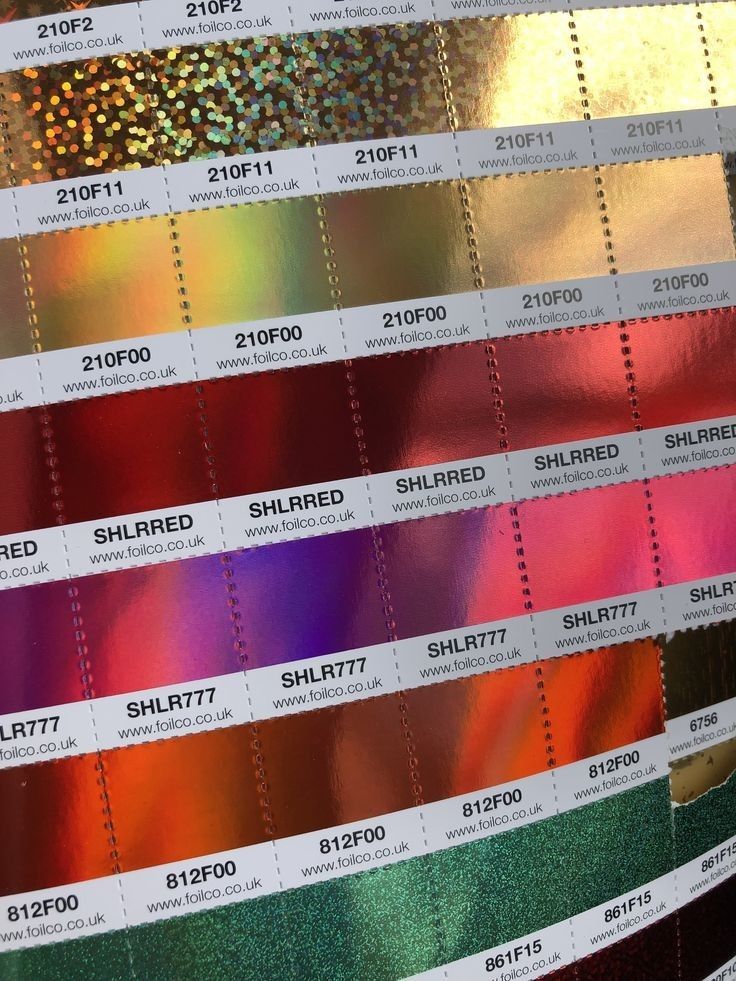 the different shades of metallic foil are shown