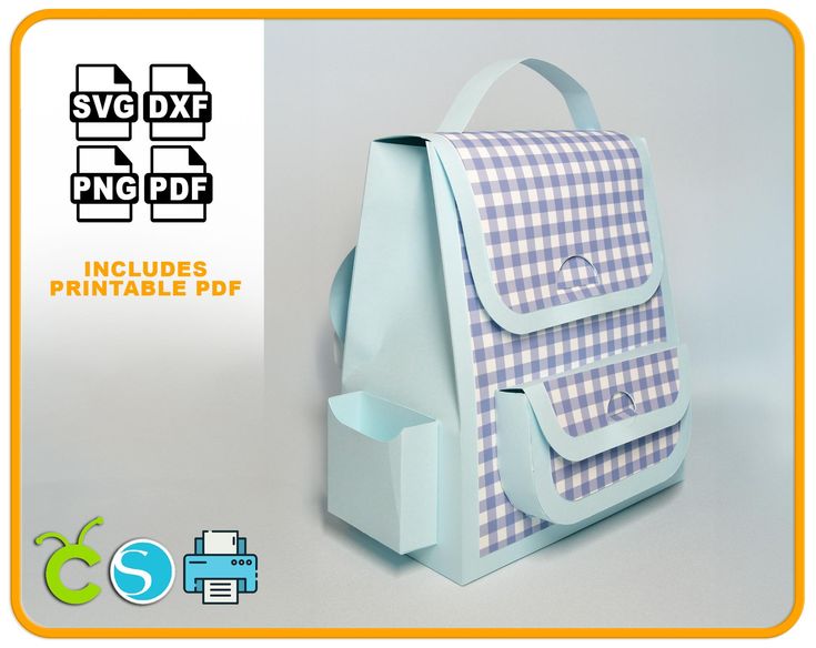 a blue and white checkered backpack with the words svg dxf png file