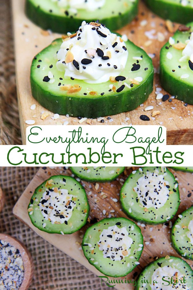 cucumber bites with whipped cream and sprinkles are on a cutting board