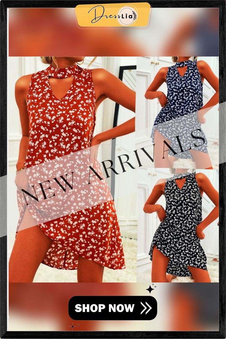 Floral Sleeveless Halter Dress Sleeveless Floral Print Mini Dress For Summer, Sleeveless Shift Midi Dress For Summer, Shift Sleeveless Midi Dress For Summer, Sleeveless Floral Mini Dress For Spring, Sleeveless Shift Midi Dress For Beach, Summer Sleeveless Shift Dress For Vacation, Summer Sleeveless Vest Dress For The Beach, Sleeveless Summer Dress For Day Out, Summer Sleeveless Halter Dress