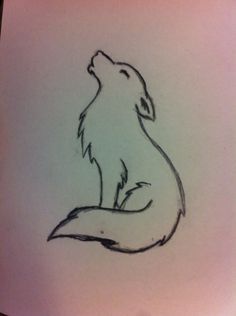 a drawing of a wolf sitting on the ground