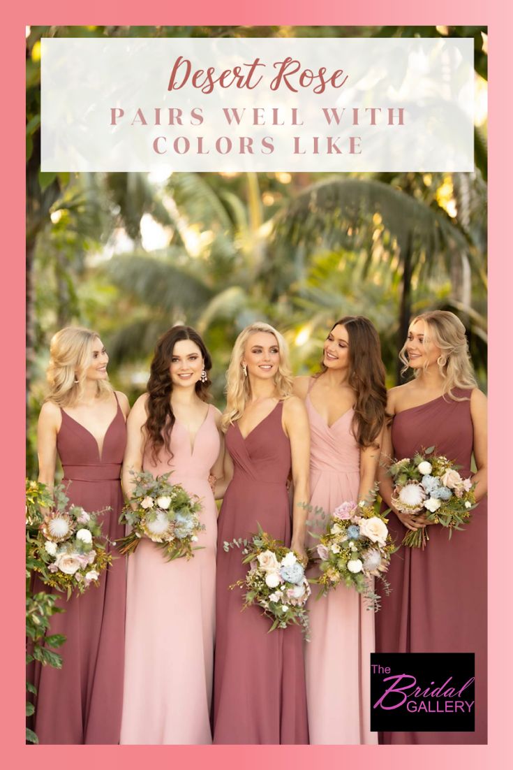 the bridesmaids are all wearing different colored dresses