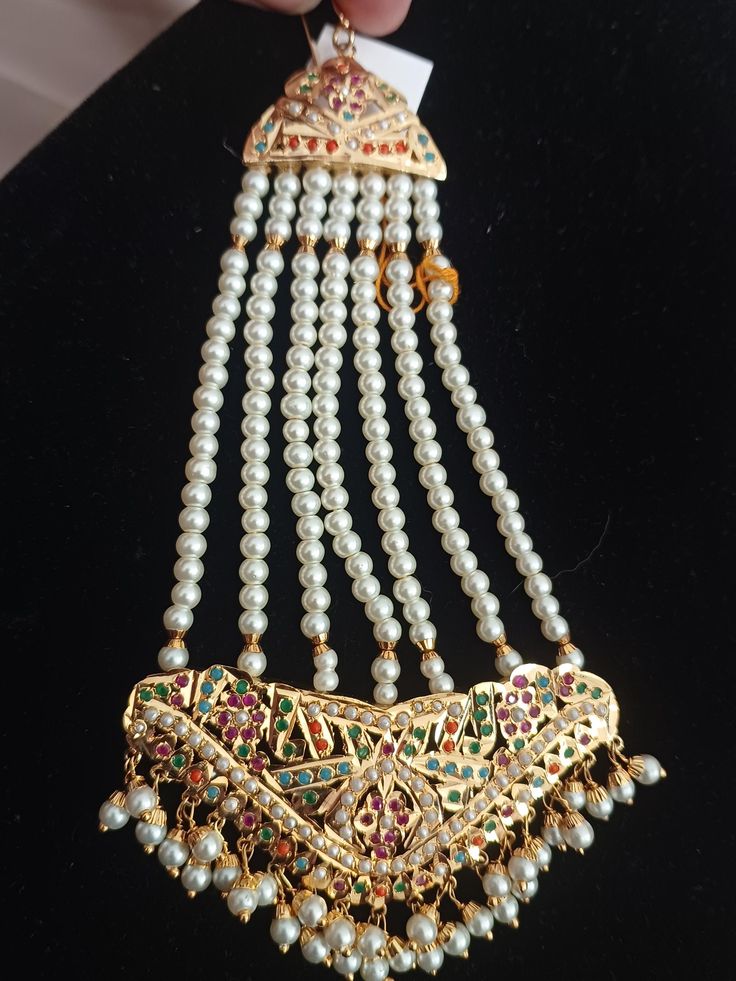 22k gold plated Punjabi jadau jhumar(paasa) Traditional Stone Work Bridal Necklace For Eid, Elegant Gold Dupatta With Tilla Detail, Ceremonial Kundan Necklace With Latkans For Eid, Ceremonial Kundan Necklace For Eid With Latkans, Gold Traditional Wear With Stone Work For Eid, Gold Meenakari Tikka For Celebration, Traditional Tikka With Stone Work For Celebration, Traditional Stone Work Tikka For Celebration, Gold Tilla Bollywood Dupatta