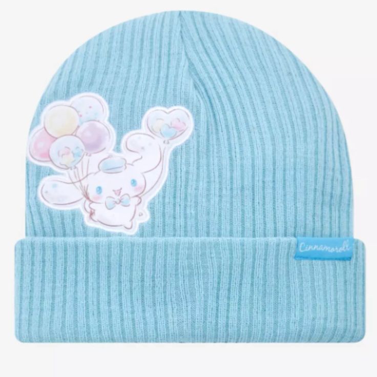 Authentic Brand New With Tag Unused. Ship With Care,Photos Taken From Actual Item. Note: Brand New. Ifu D03 Cinnamoroll Balloon Peeking Beanie Light Blue Beanie Featuring Cinnamoroll Holding Balloons And Logo On The Cuff. 100% Acrylic Imported Sold As Pictured!! Please Look At The Picture Carefully For Any Reference. 100% Authentic, Carried From Usa Brand Authorized Retailer Store Cute Blue Beanie Hat, Blue Cat Beanie, Blue One Size Beanie, Blue Winter Beanie Cap, Warm Blue Beanie Cap, Holding Balloons, Blue Beanie, Soft Cooler, Pajama Shirt