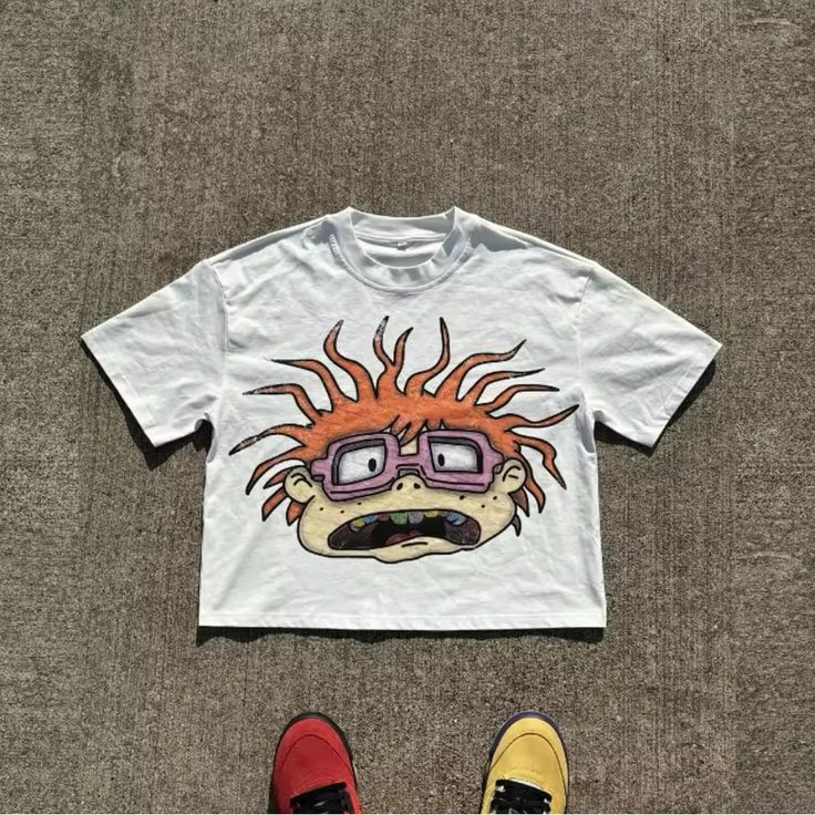 Rugrats T-Shirt Big Print Fast Shipping $35 Lowest I Can Do Custom Deadstock Hit Me With Questions Summer Graphic Tee With Character Print, Character Print T-shirt For Spring Streetwear, Casual White Cropped T-shirt With Graphic Print, Casual Cartoon Print Shirt For Streetwear, Cool White T-shirt With Funny Print, Casual White Cropped T-shirt With Funny Print, Summer Streetwear Tops With Character Print, Summer Tops With Character Print For Streetwear, White Casual Cropped T-shirt For Streetwear