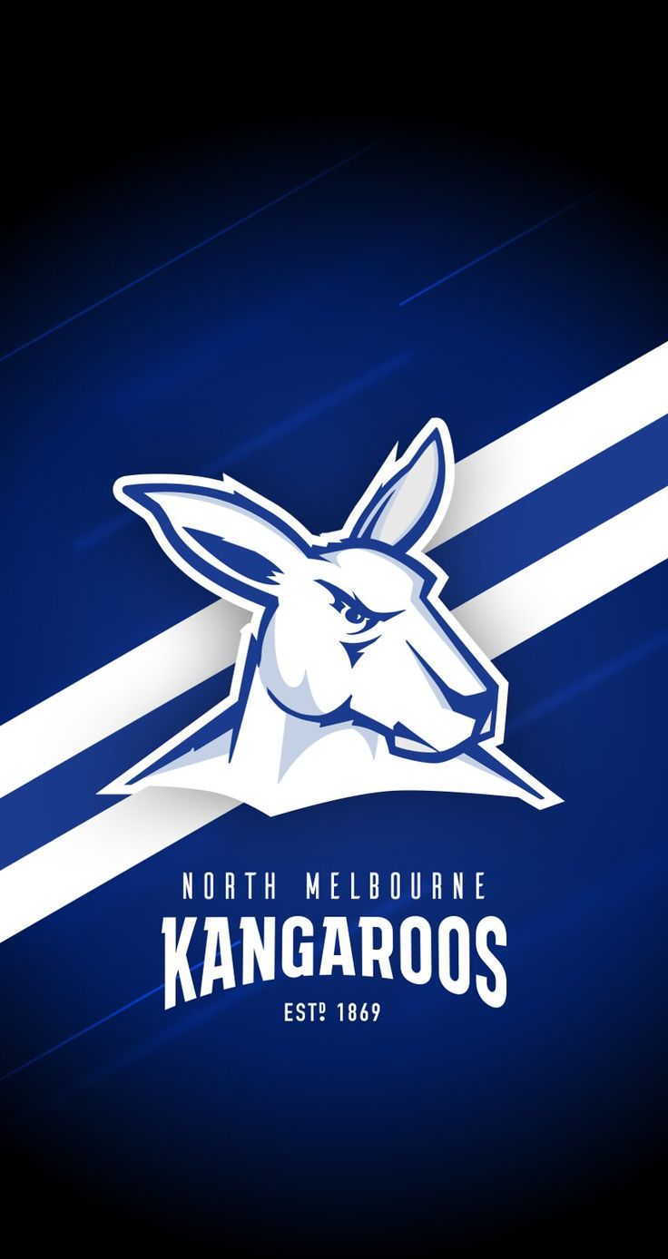 the north melbourne kangaroos logo on a blue background