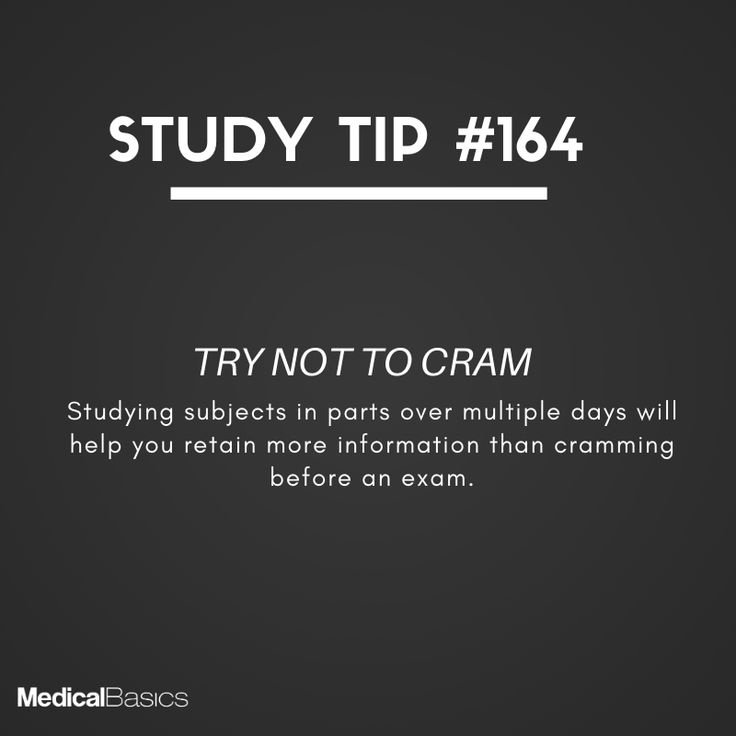 a black and white photo with the words study tip 184 try not to cram studying subjects in parts over multiple days will help you retain more information than