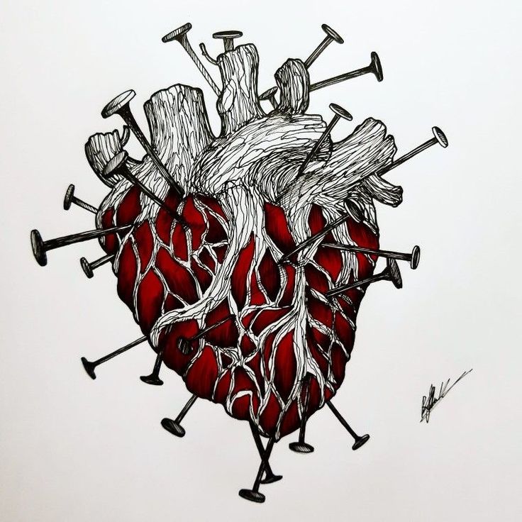 a drawing of a heart with many arrows coming out of it and an arrow stuck in the heart