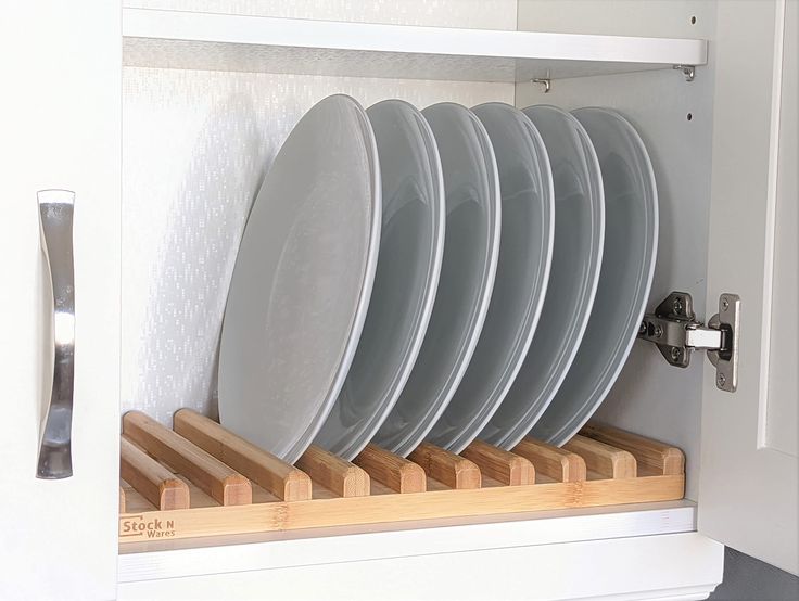 PRICES MAY VARY. Size Guide: It is all about plates' edge not diameter; Please double-check the dimension before ordering; Most of the plates fit in "Regular" dish rack; "Flat" dish rack is for the plates having flat edges with almost no curved shape on the edges; You can draw two simple bars on the paper according to the dimension in the picture imitating one slot, then see if the plates can fit in from a side view; Sorry for not accommodating certain plates, but we value the simplicity and dur Drying Rack Cabinet, Plate Organizer, Dish Organization, Bamboo Dishes, Dish Drying Rack, Dish Rack, Plate Racks, Kitchen Cabinet Organization, Dish Rack Drying