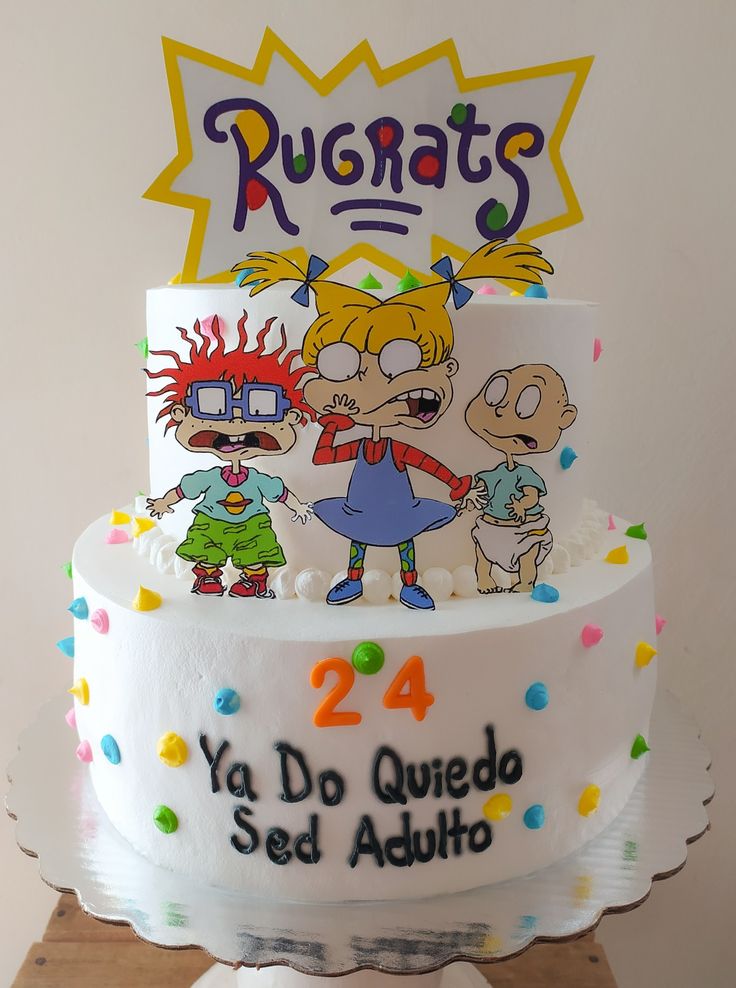 Pastel de dos pisos Rugrats adulto Cupcakes Princesas, Tent Bed, 33rd Birthday, Adult Birthday Party, Ffa, Birthday Party Cake, Party Cakes, Themed Cakes, Bday Party