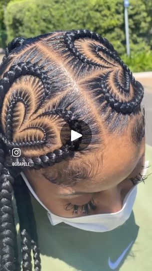 Hair | I LOVE THE HEART SHAPED BRAIDS 🔥🔥🔥🔥🔥 #explorepage | By JeanettixxxxFacebook Valentines Braids Girl Hairstyles Black, Kids Heart Braided Hairstyles, Heart Braids For Kids, Heart Braided Hairstyles, Cornrows With Heart, Heart Stitch Braids, Heart Shaped Braids, Heart Braids, Heart Braid