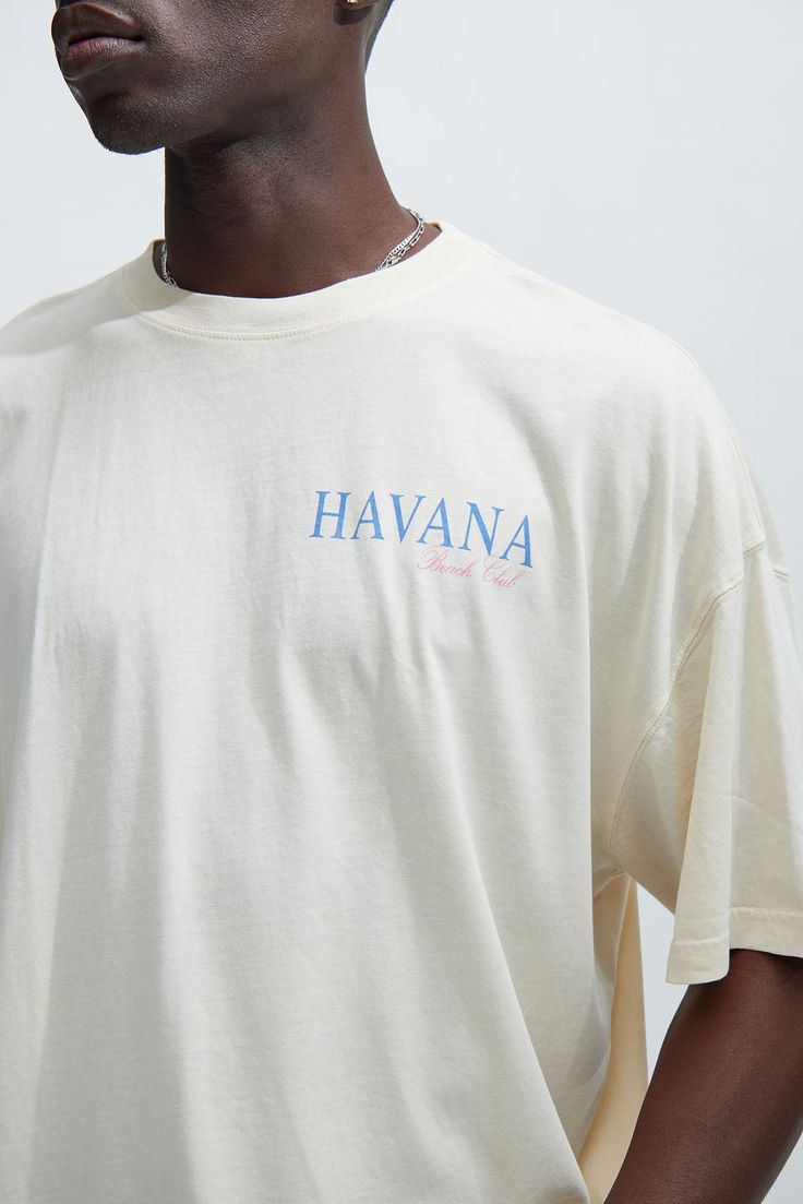 Available In Cream. Crew Neck Short Sleeve Screen Print 100% Cotton Imported | Mens Havana Beach Oversize Short Sleeve Tee Shirt in Cream size Medium by Fashion Nova Havana Beach, Cream Fashion, Grunt Style, Beach Shorts, Mens Graphic Tee, Screen Print, Vintage Tshirts, Havana, Fashion Nova